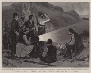 The Revolt in Crete, Insurgents Signalling with a Flash Light on the Mountain